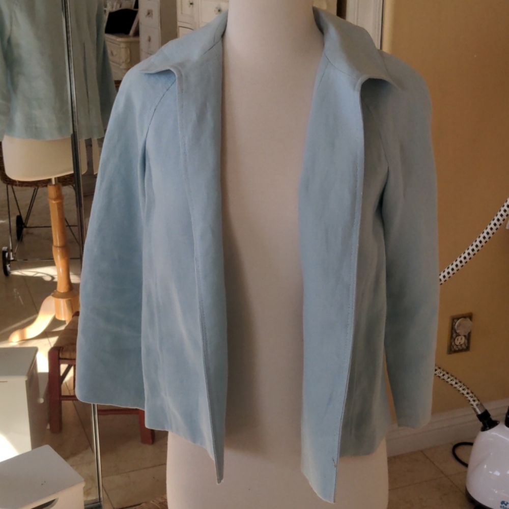 Talbots light blue linen jacket